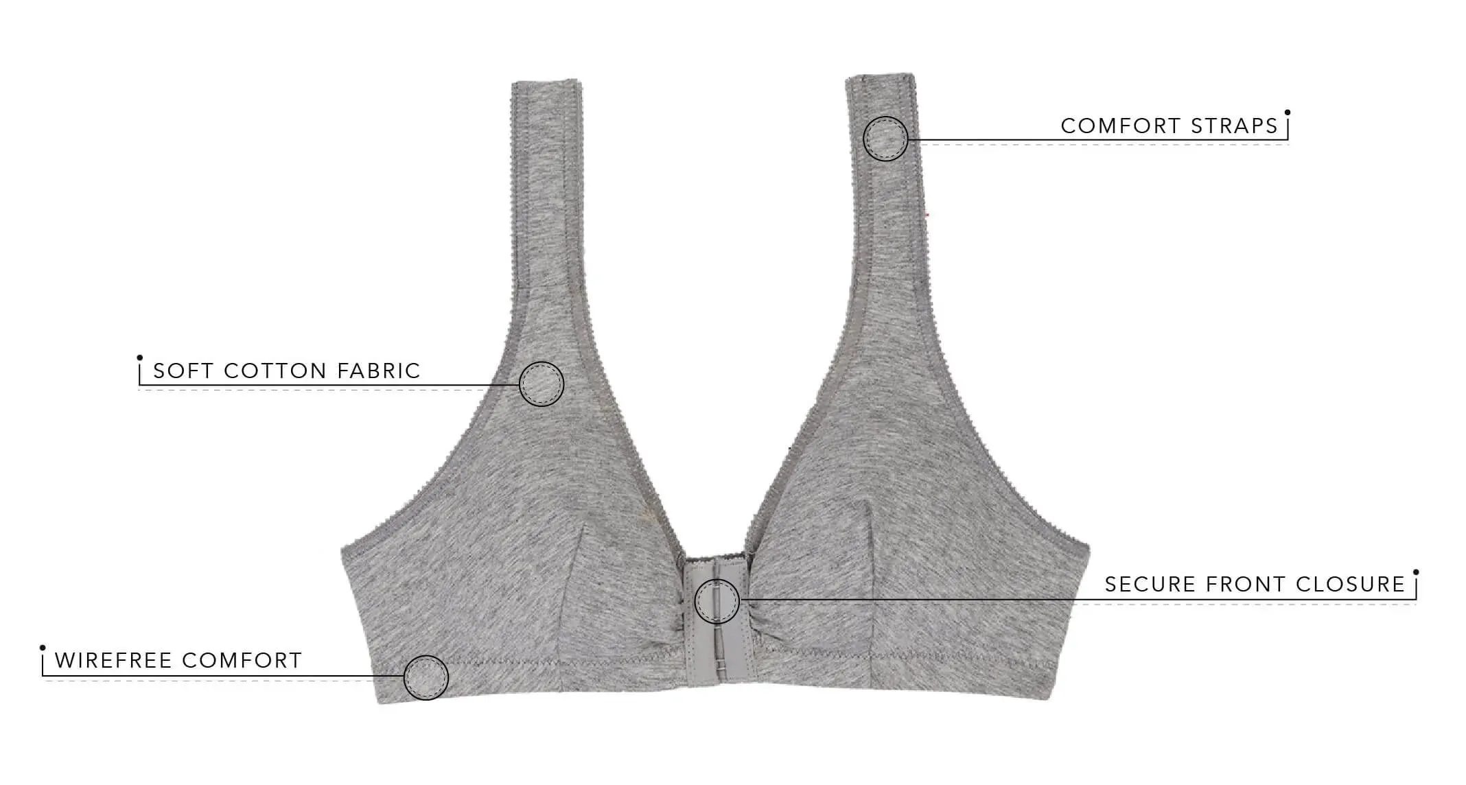 Leading Lady The Meryl Cotton Front Opening Wire-free Leisure Bra - White