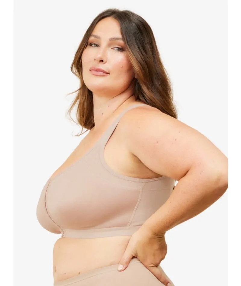 Leading Lady The Moira Front-Close Wire-Free Spacer Cup Bra - Sand
