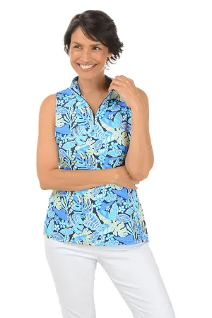 Leafy Tropics Cooling UPF50  Sleeveless Zip Top