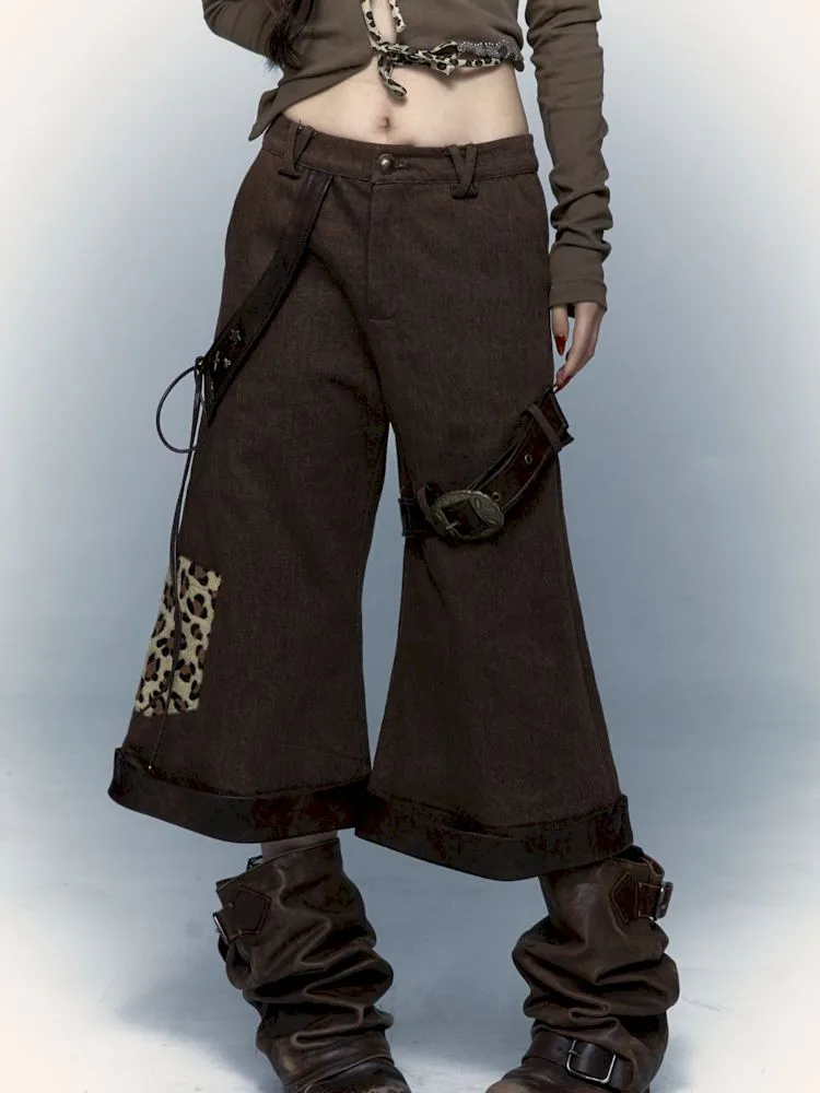 Leopard loose wide-leg pants
