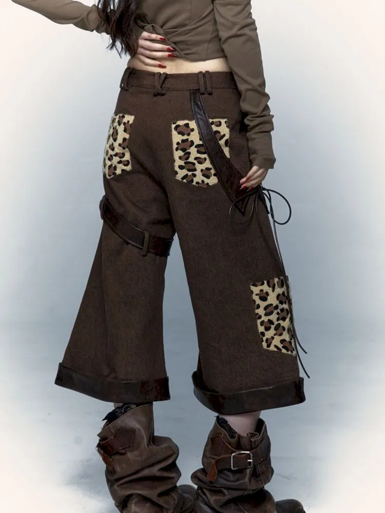 Leopard loose wide-leg pants