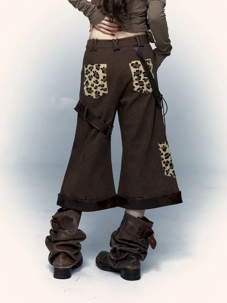 Leopard loose wide-leg pants