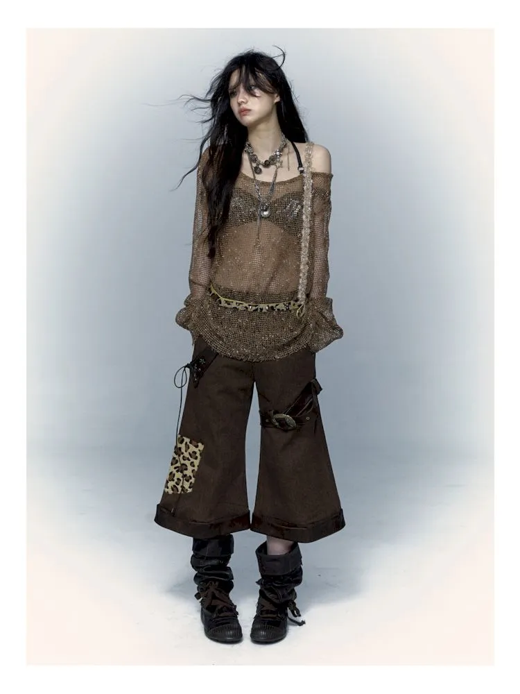 Leopard loose wide-leg pants
