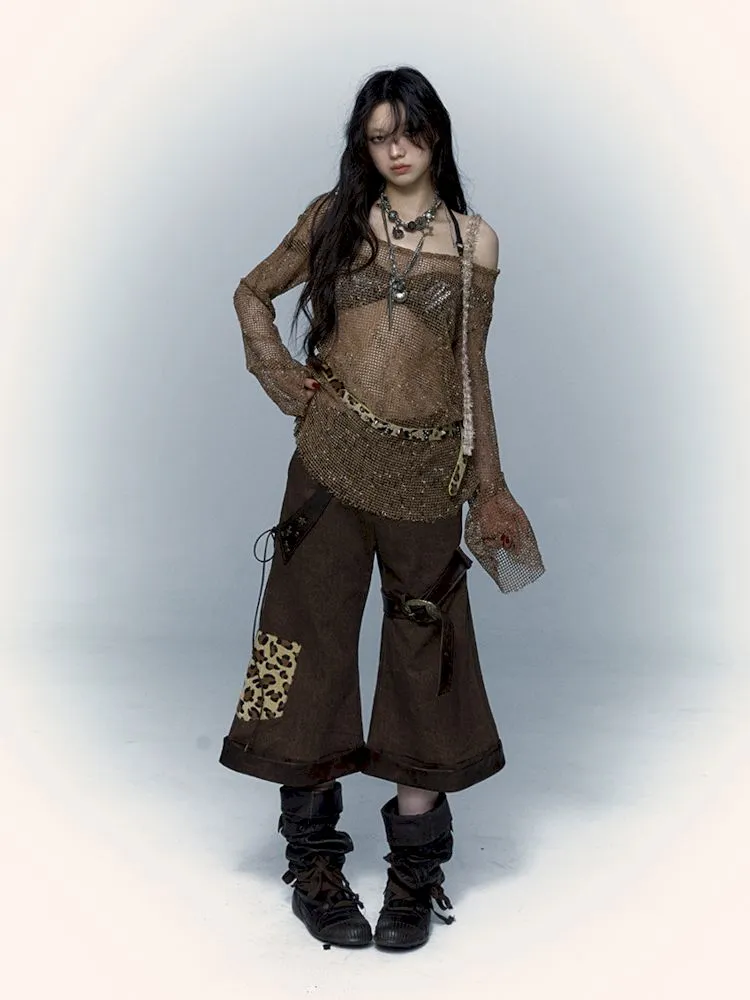 Leopard loose wide-leg pants