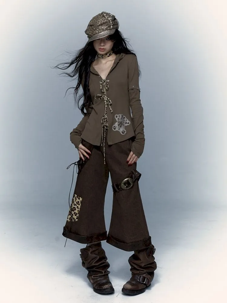 Leopard loose wide-leg pants