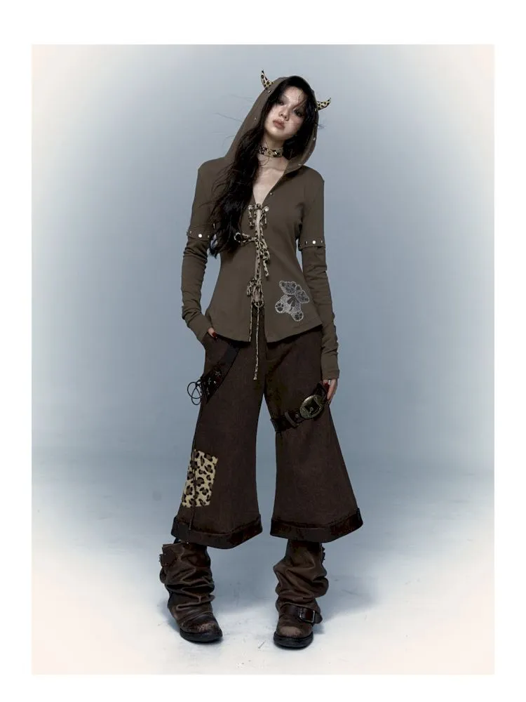 Leopard loose wide-leg pants