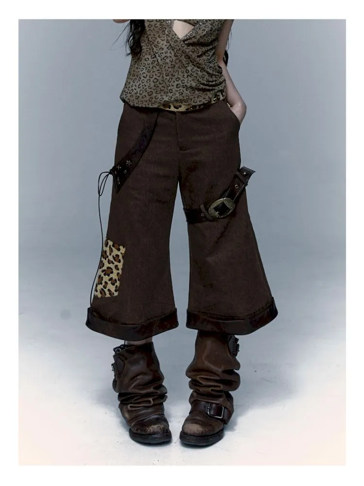 Leopard loose wide-leg pants