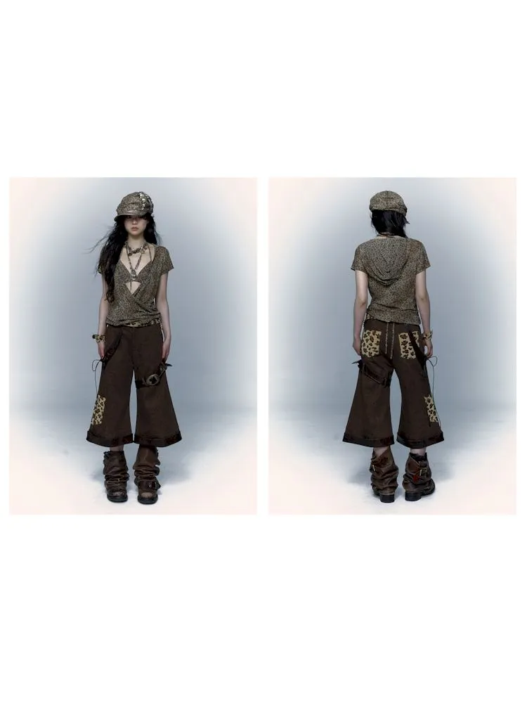 Leopard loose wide-leg pants