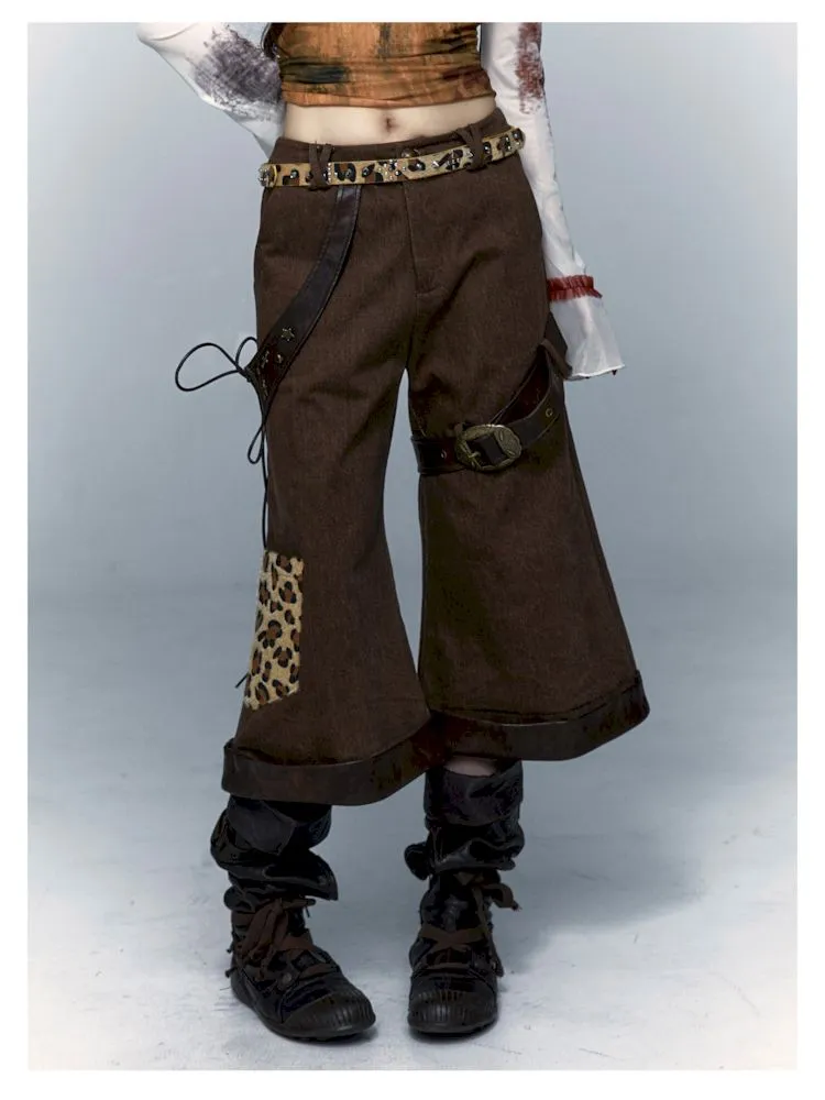 Leopard loose wide-leg pants