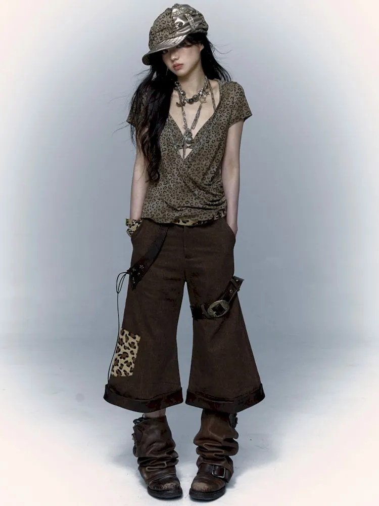Leopard loose wide-leg pants