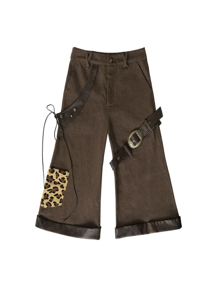 Leopard loose wide-leg pants