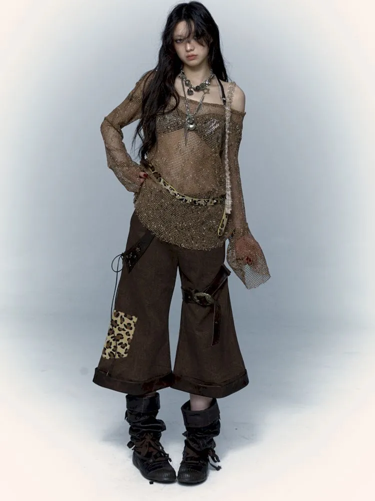 Leopard loose wide-leg pants