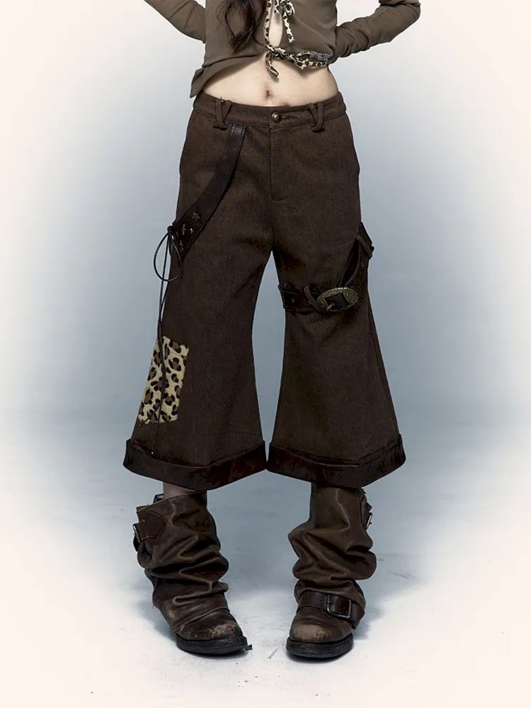 Leopard loose wide-leg pants