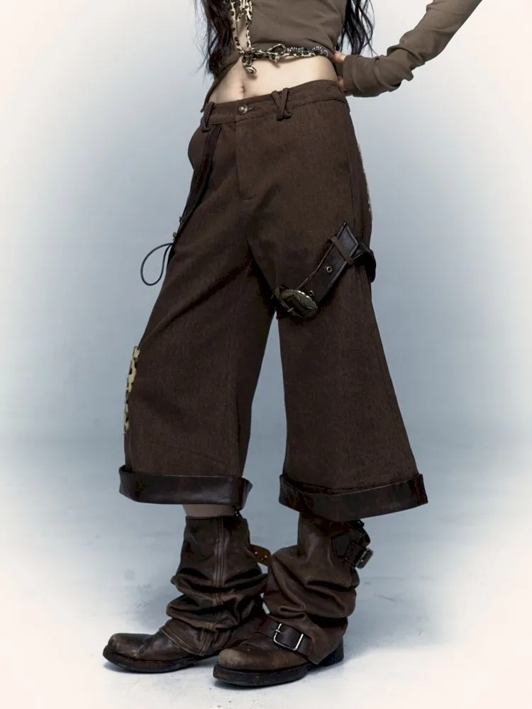 Leopard loose wide-leg pants