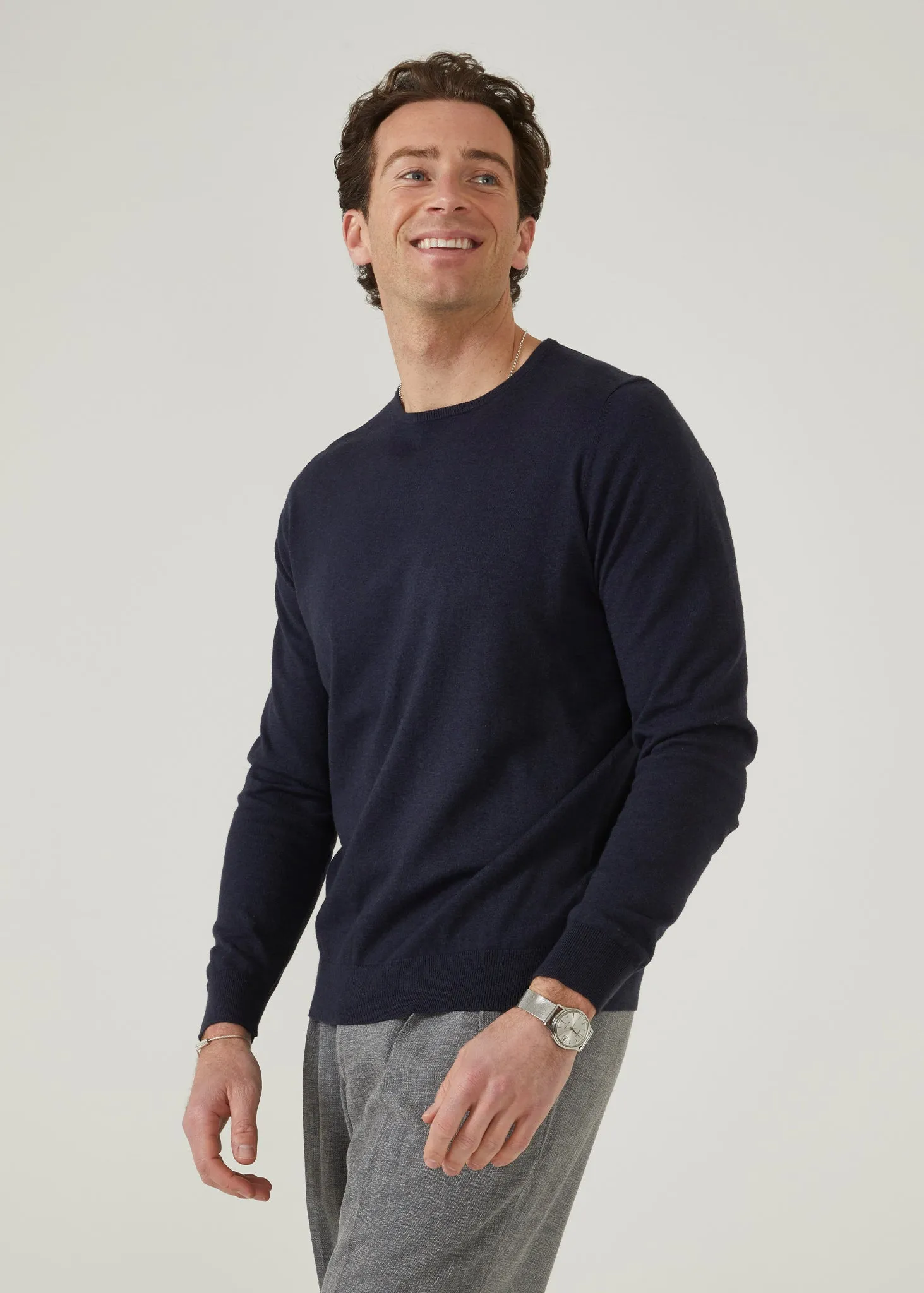 Leysmill Cotton Cashmere Jumper In Dark Navy