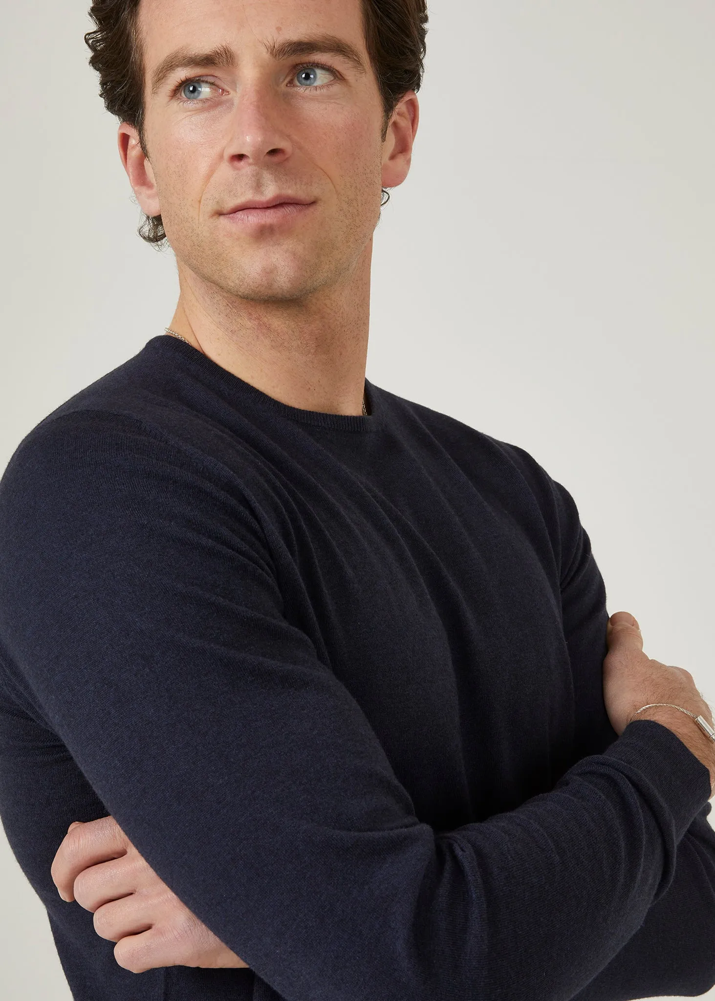 Leysmill Cotton Cashmere Jumper In Dark Navy