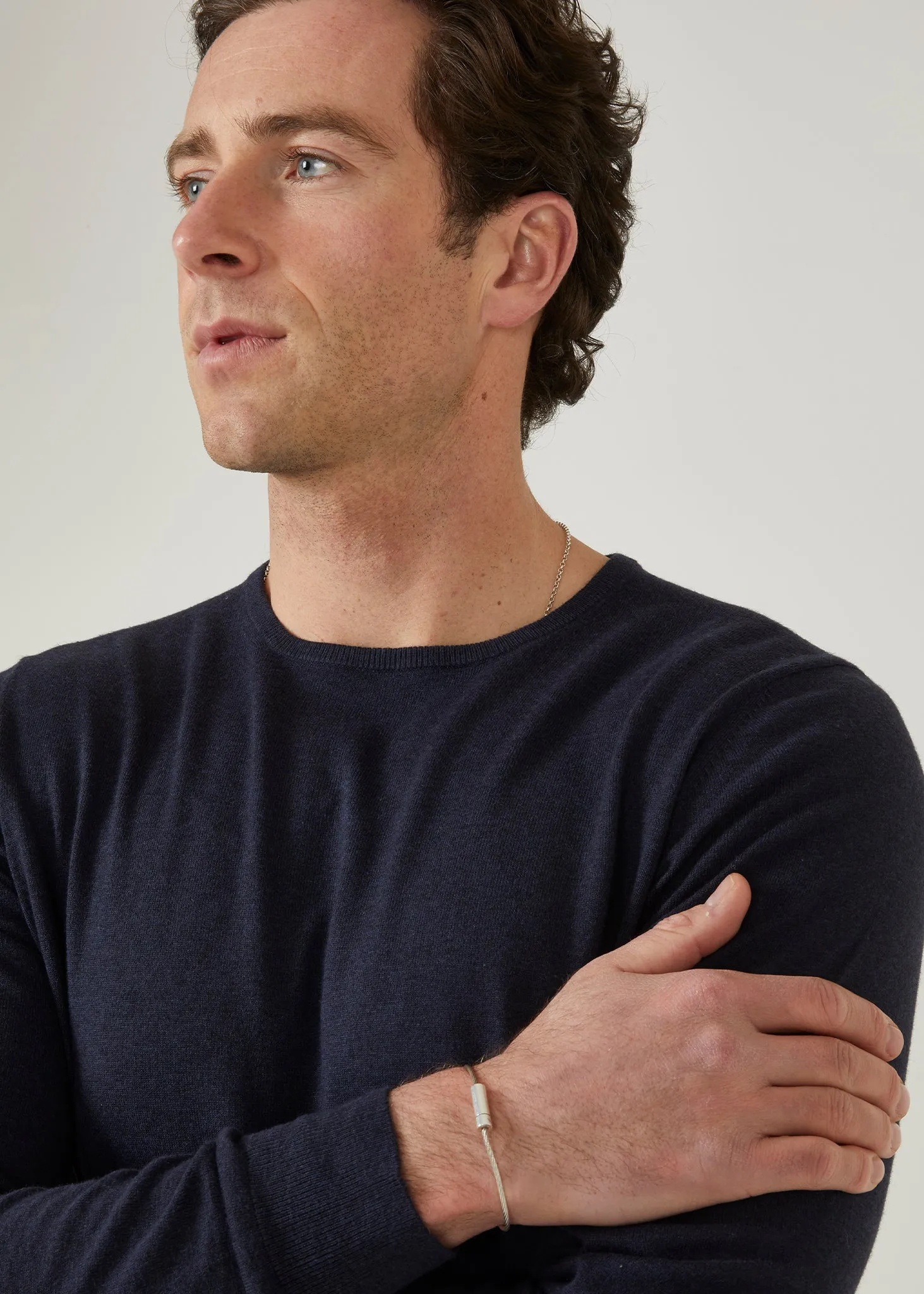 Leysmill Cotton Cashmere Jumper In Dark Navy