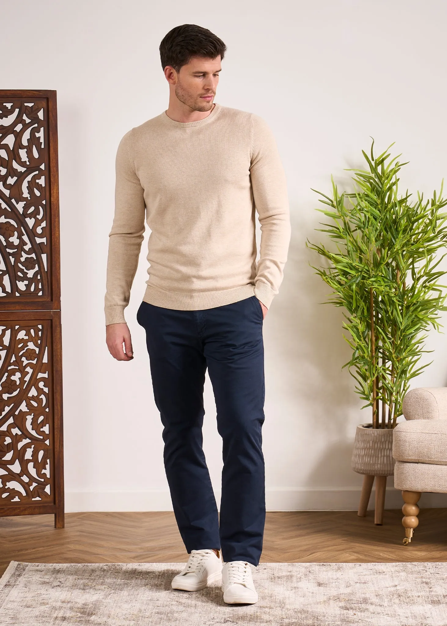 Leysmill Cotton Cashmere Jumper In Sand