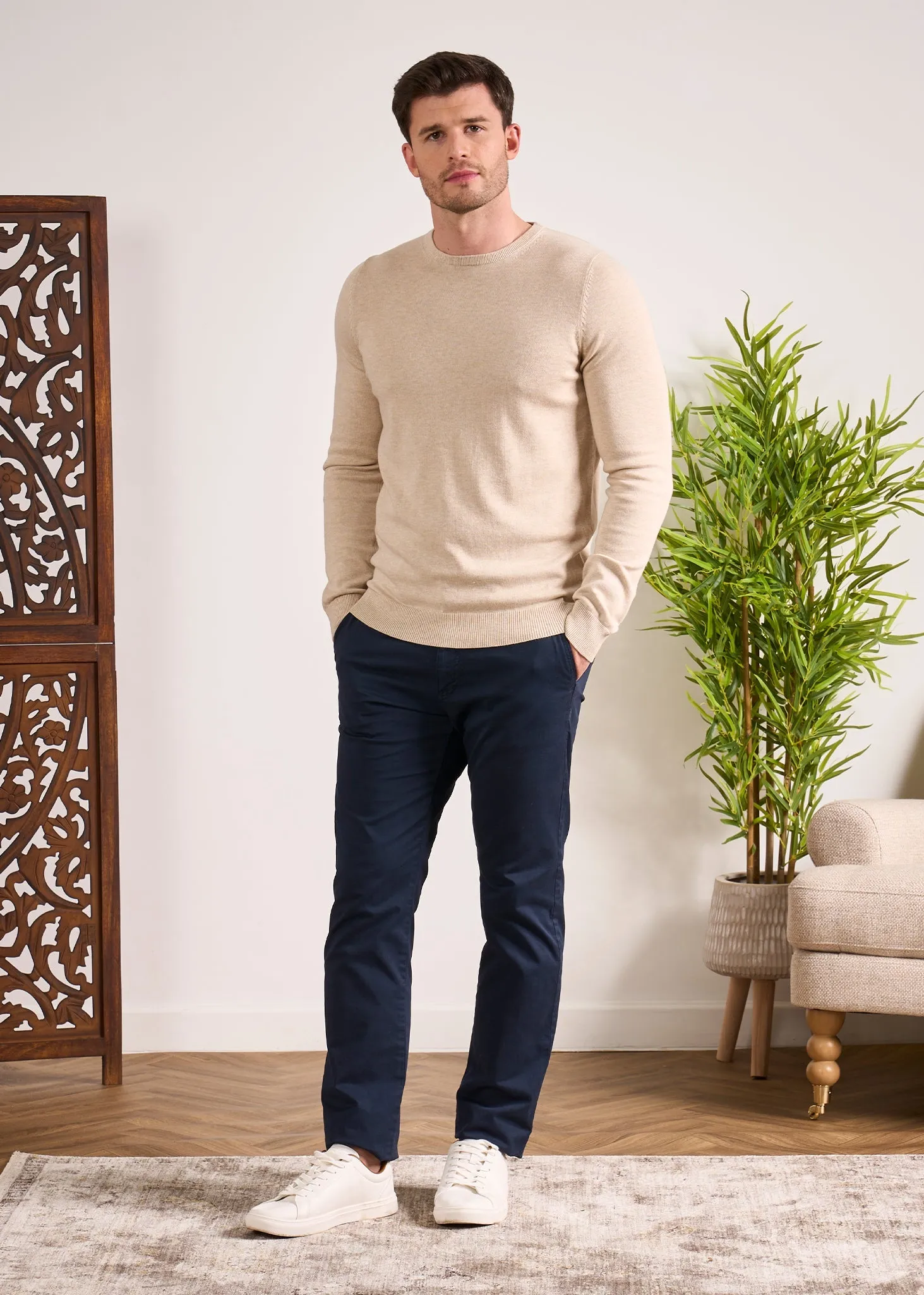 Leysmill Cotton Cashmere Jumper In Sand