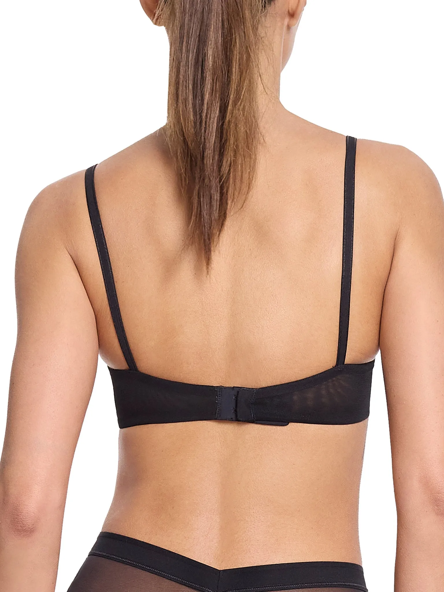 Lined Mesh Plunge Bra Black
