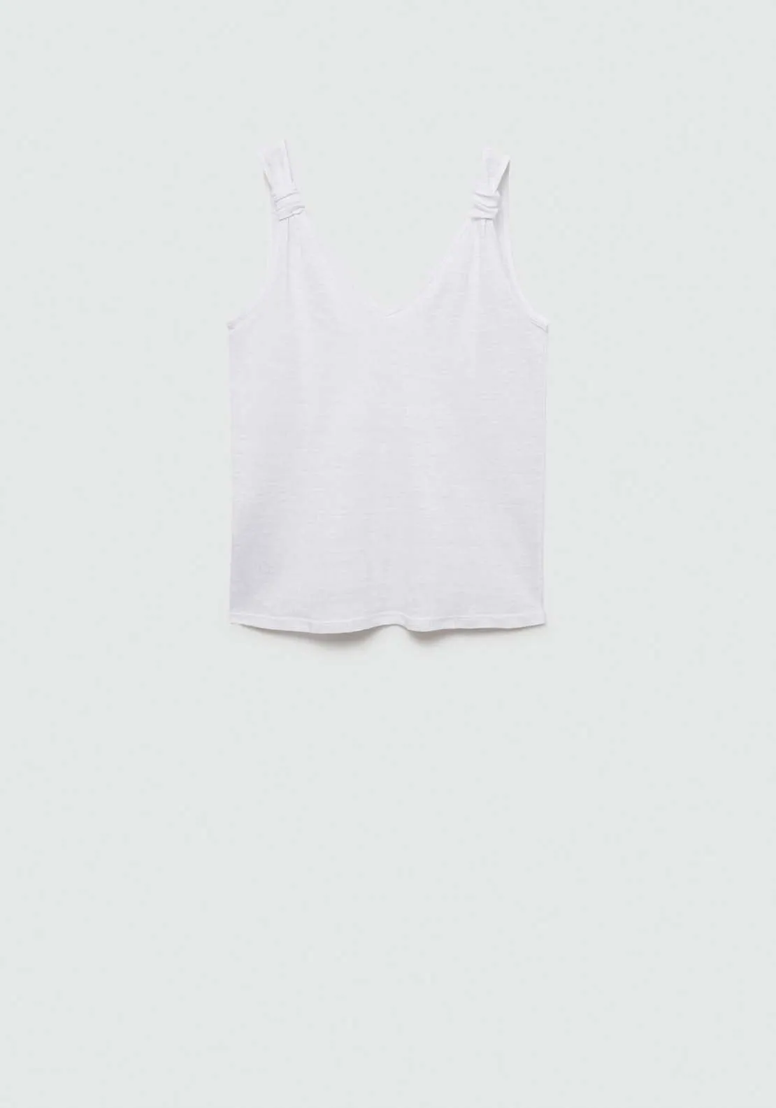 Linen top with knotted straps