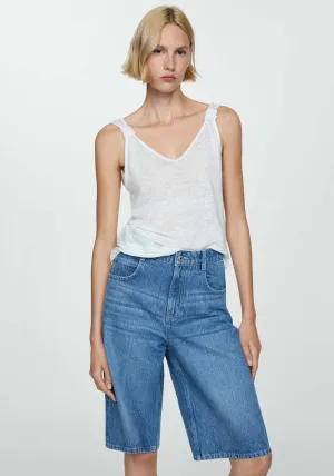 Linen top with knotted straps