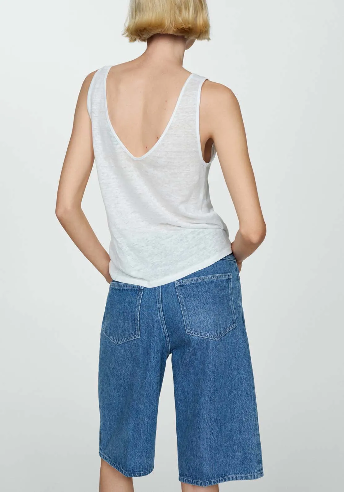 Linen top with knotted straps