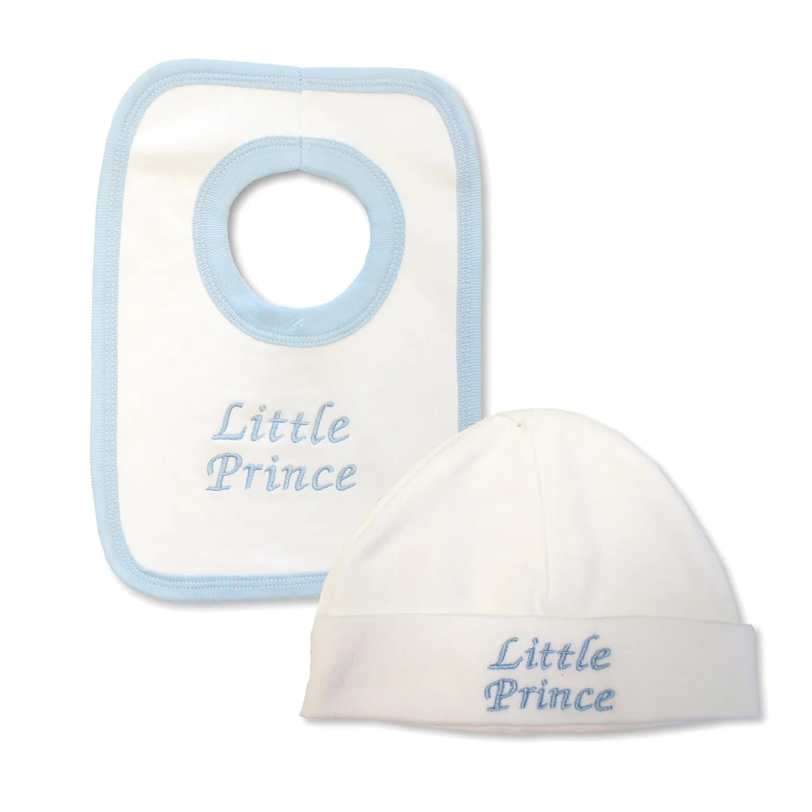 Little Prince & Princess Bib and Hat Set
