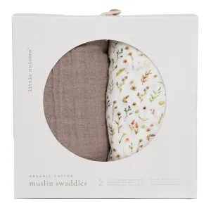 Little Unicorn Organic Cotton Muslin Swaddle Blanket Set (Floral Field)