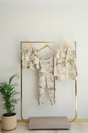 Live Leafy 3-Piece Blazer Set with Vest & Pants