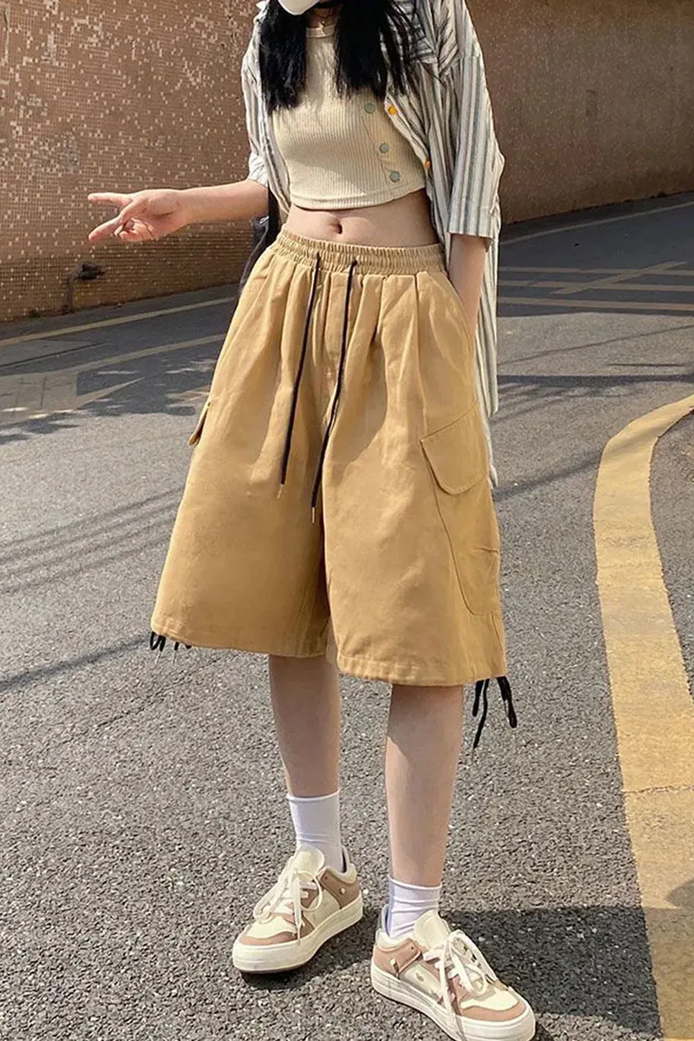 Loose Big Pockets Vintage Shorts Pants
