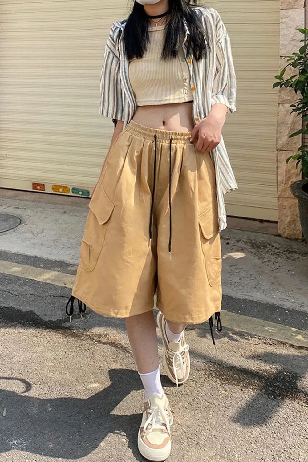 Loose Big Pockets Vintage Shorts Pants