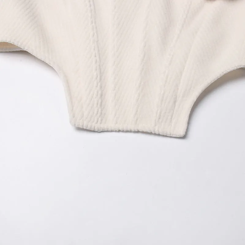 Loose Boning Corset Cropped Top Pants Two Piece Set