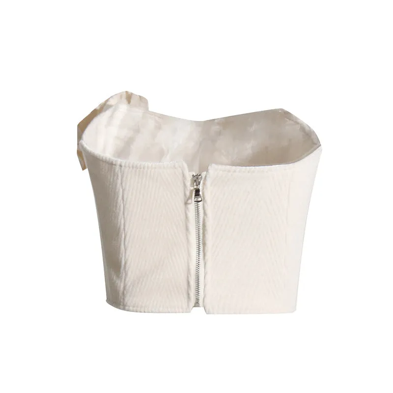 Loose Boning Corset Cropped Top Pants Two Piece Set