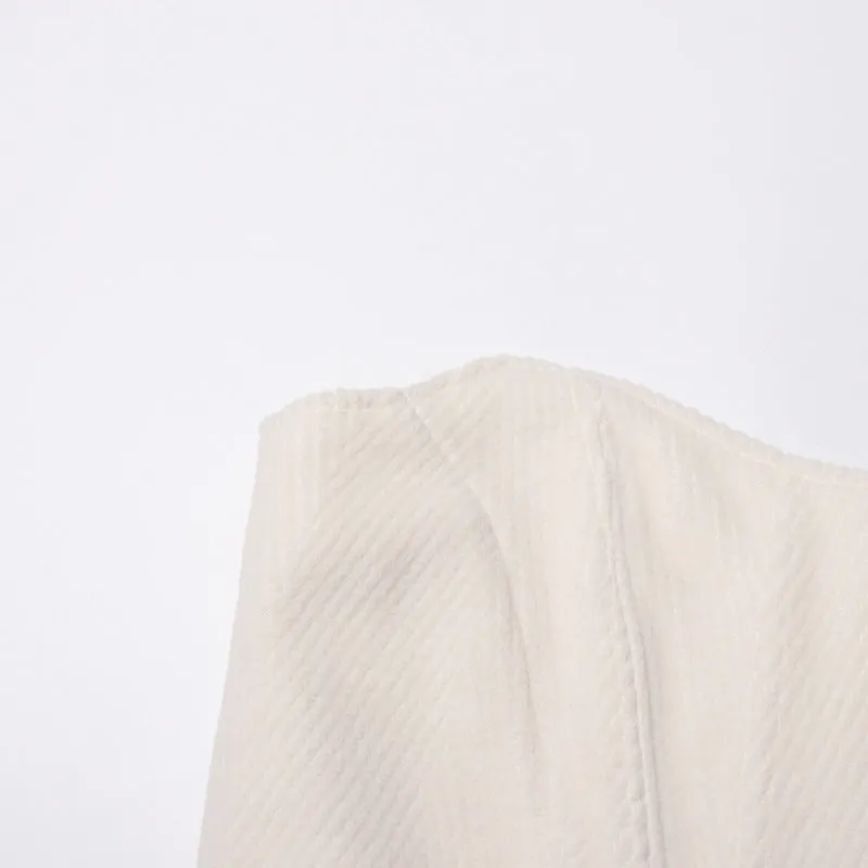 Loose Boning Corset Cropped Top Pants Two Piece Set