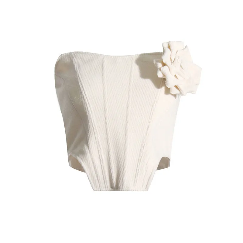 Loose Boning Corset Cropped Top Pants Two Piece Set