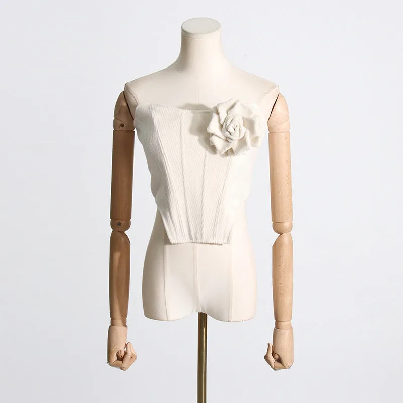 Loose Boning Corset Cropped Top Pants Two Piece Set