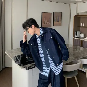 Loose Fit Casual Jacket Pants Set