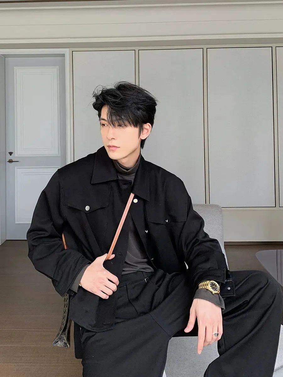 Loose Fit Casual Jacket Pants Set