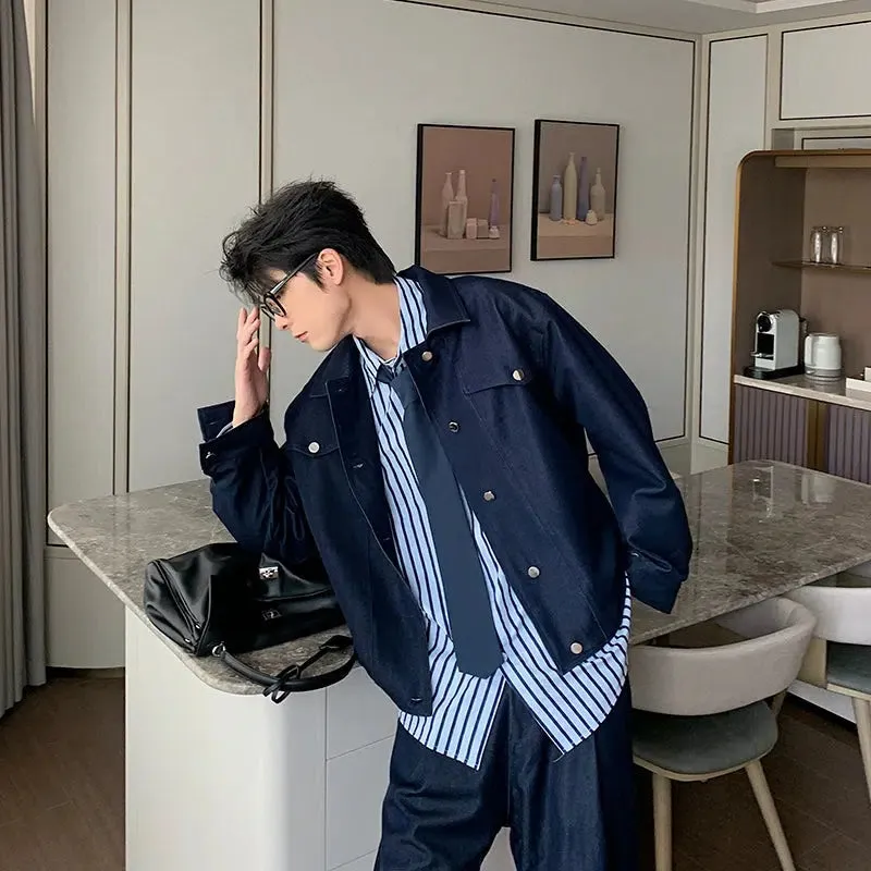 Loose Fit Casual Jacket Pants Set