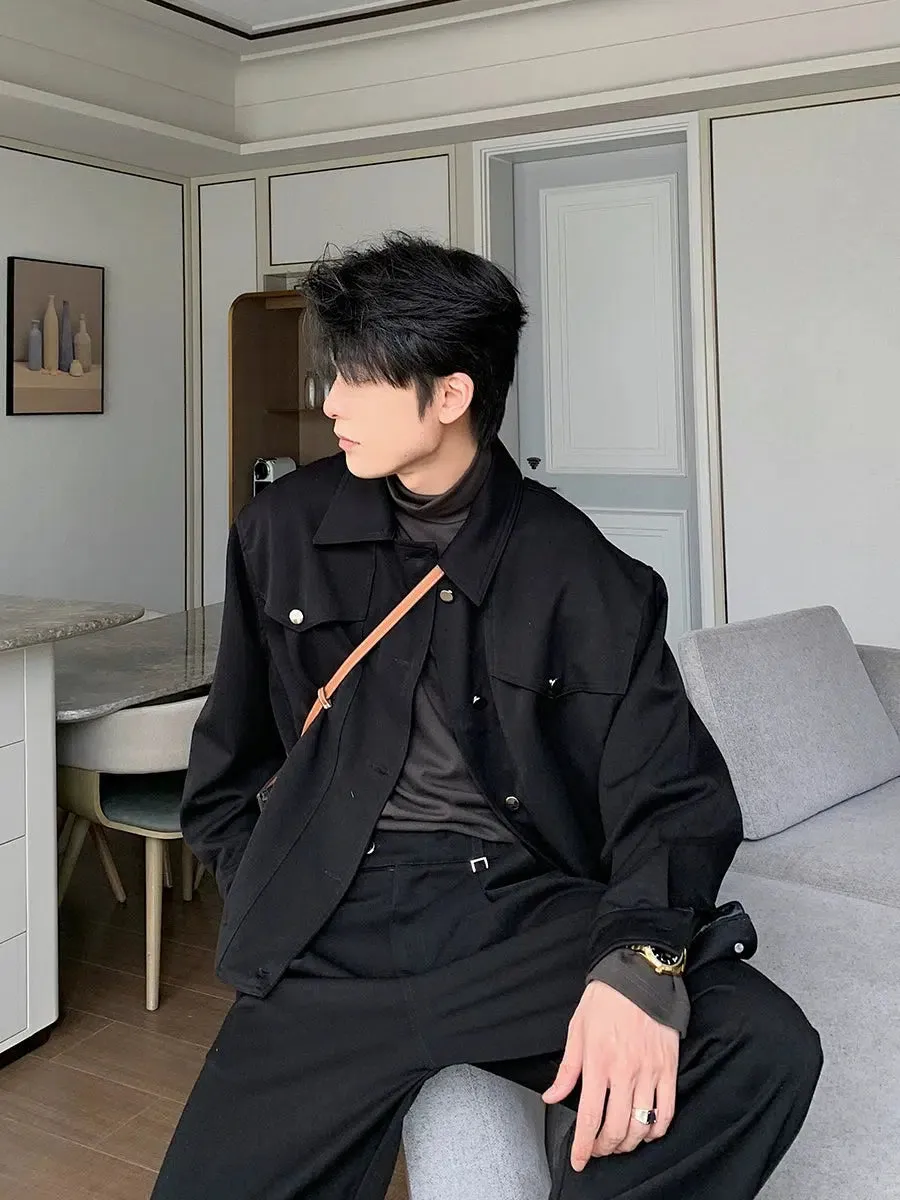 Loose Fit Casual Jacket Pants Set