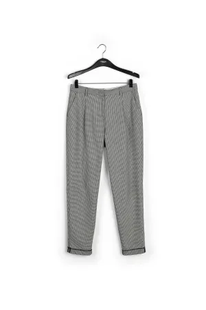 Loose-fit houndstooth high-waist pants