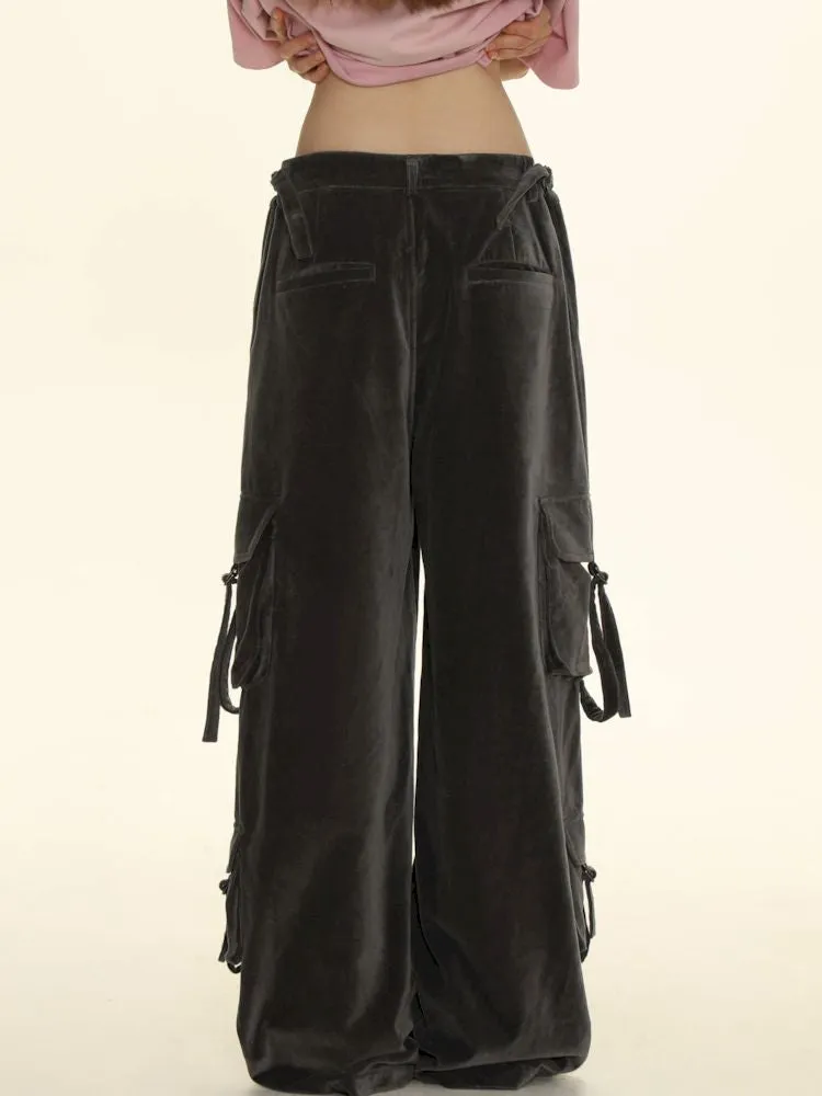 Loose Fit Wide-Leg Adjustable Pants