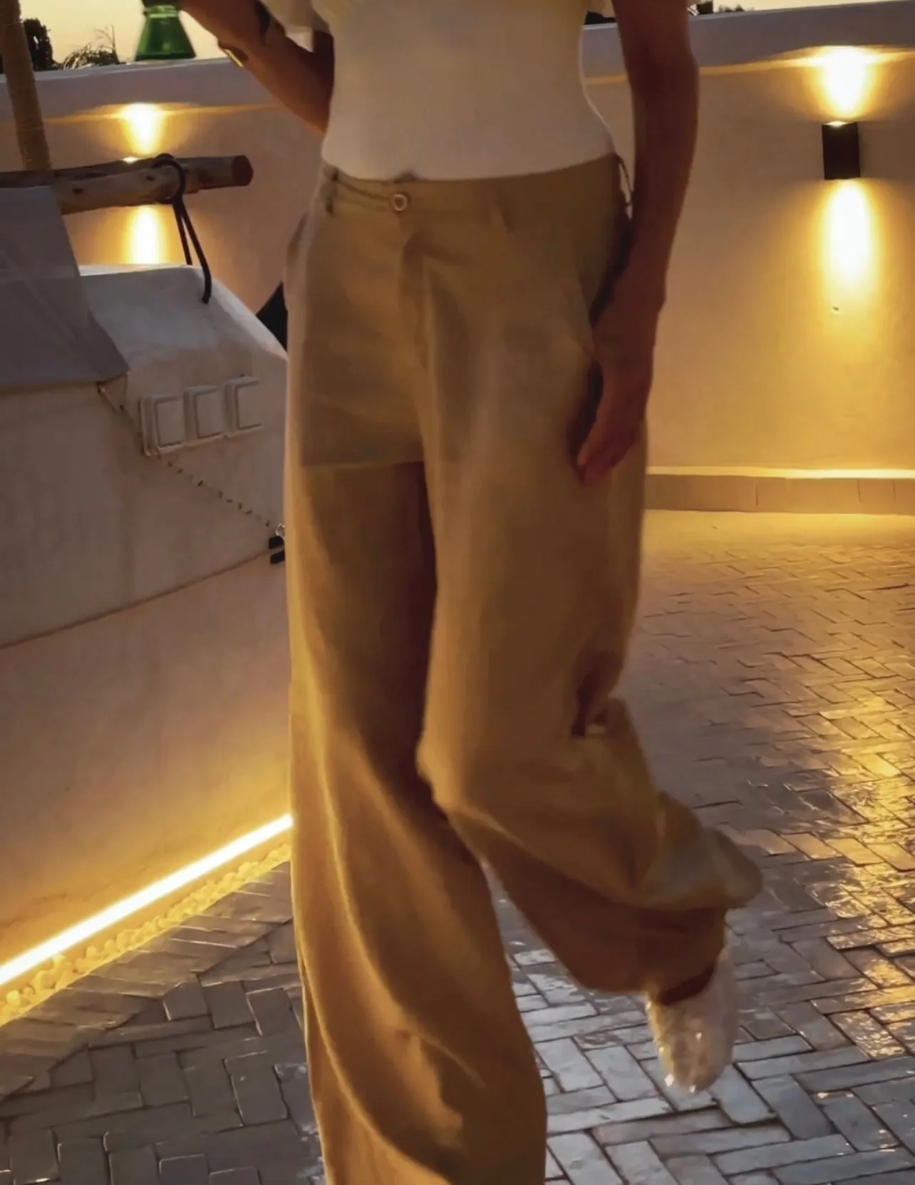 LOOSE LINEN PANTS - CAMEL