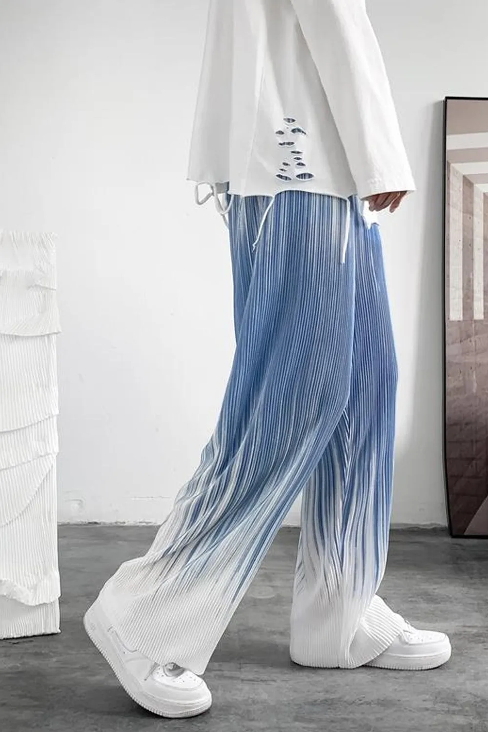 Loose Tie Dye Pleated Men Pants