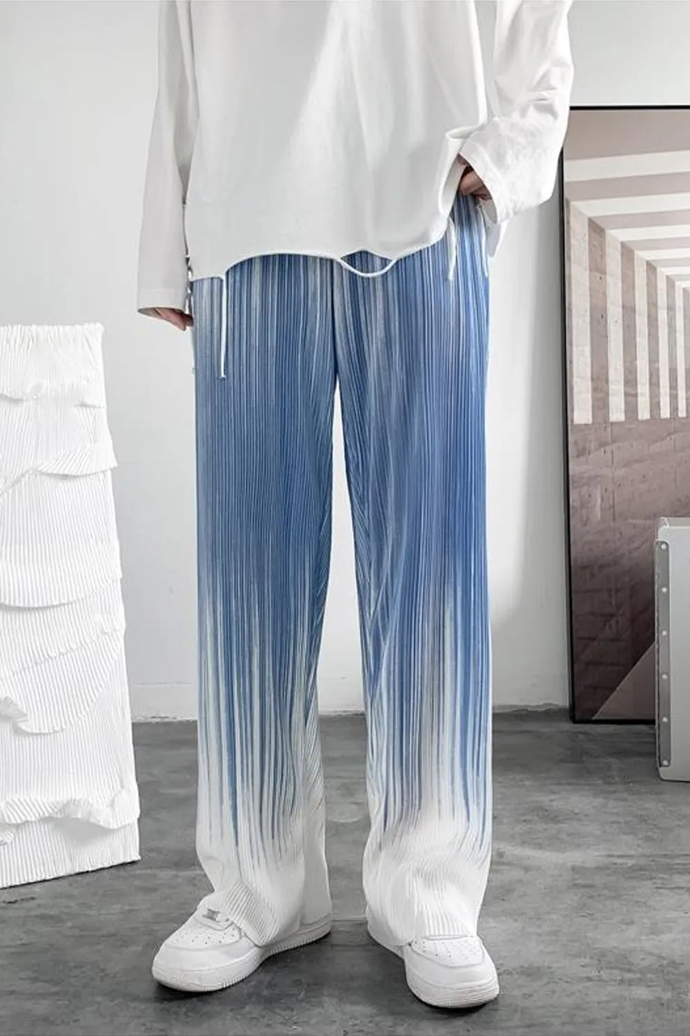 Loose Tie Dye Pleated Men Pants