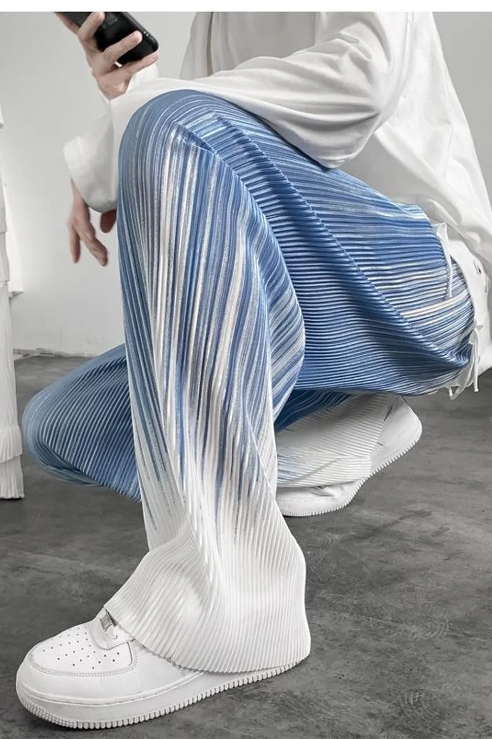 Loose Tie Dye Pleated Men Pants