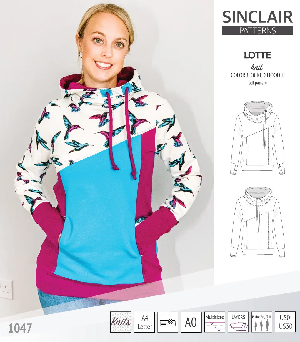 Lotte colorblocked hoodie for women (PDF)