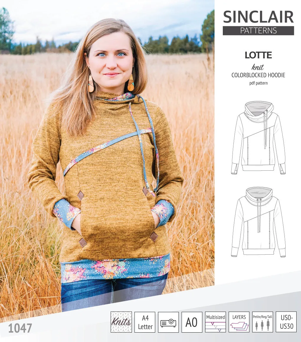Lotte colorblocked hoodie for women (PDF)