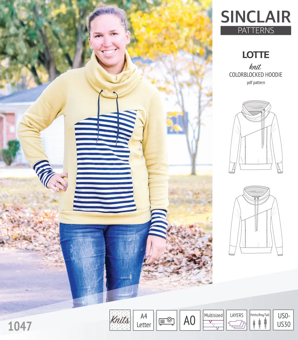 Lotte colorblocked hoodie for women (PDF)